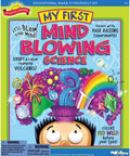 Cover of Hands-On Mind Blowing Science Kit for Kids, featuring colorful chemical reactions and playful design.