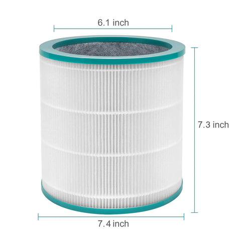 Replacement Filter For Dyson TP01 TP02 TP03 BP01 AM11 Tower Purifier Pure Cool Link with dimensions and dual filtration layers visible
