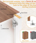 60 Pack Overlay Soft Close Cabinet Hinges showing 1/2" overlay measurement for installation guidance on a cabinet.