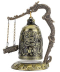 Vintage Bronze Dragon Lock Bell, 5 inch antique decor with intricate dragon design and subtle electroplate finish, ideal for displays.