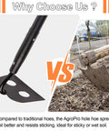 Comparison of long handle garden hoe for weeding heavy duty steel garden tool with a 58 inch shaft next to a traditional hoe