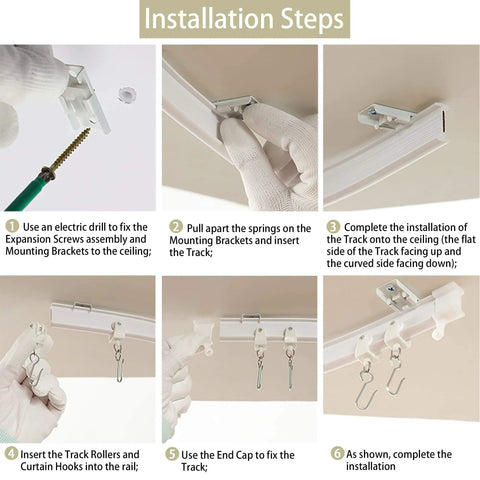 Easy Glide Ceiling Curtain Track System Flexible Durable Design For Effortless Gliding Ideal For Shower Window RV Room Dividers Privacy And Home Decor installation steps