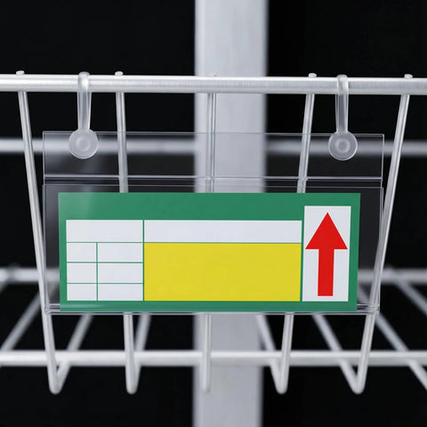 100 Pack Plastic Wire Shelf Label Holders 4 By 2.3 Inches Clear Price Tag Holder with double snap lock on wire shelf