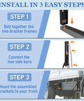 Installation steps for Beefy 18x18 Inch Bolted Underbody Truck Tool Box Mounting Brackets Black Steel Set Of 2