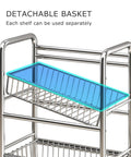 Heavy Duty Rolling Storage Shelf Cart That Is Built Different Featuring Rock Solid 304 Stainless Steel Build with detachable basket