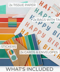 Birthday Gift Bags Set Of 2 Large 16 Inch Gift Bags With Handles Includes Matching Tissue Paper Cards And Stickers layout