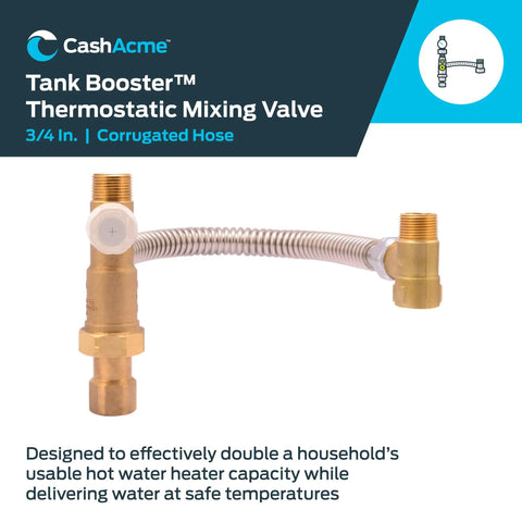 Three Quarter Inch Tank Booster Water Heater Thermostatic Mixing Valve Kit with Corrugated Hose for temperature control