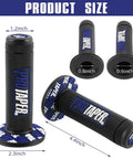 Black and blue twist throttle grips with dimensions for Universal 22mm Seven Eighths Inch Twist Throttle Grip And Cable Kit