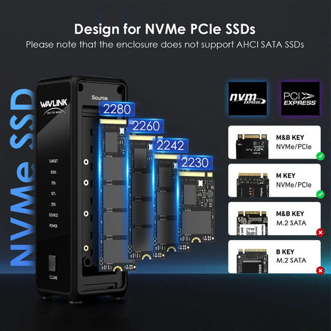 Tool Free Dual Nvme Usb4 Enclosure Packing Killer 40Gbps Transfer Speeds For M Key Ssd Drives showcases M.2 SSDs in various sizes.