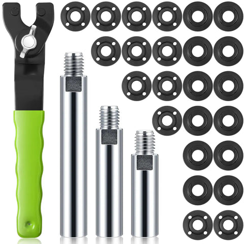 Angle Grinder Extension Shaft Kit with Flange Nuts and Wrench, 5/8-11 Adapter Set, 3, 4, 5.5 inch extensions for 4 inch grinders