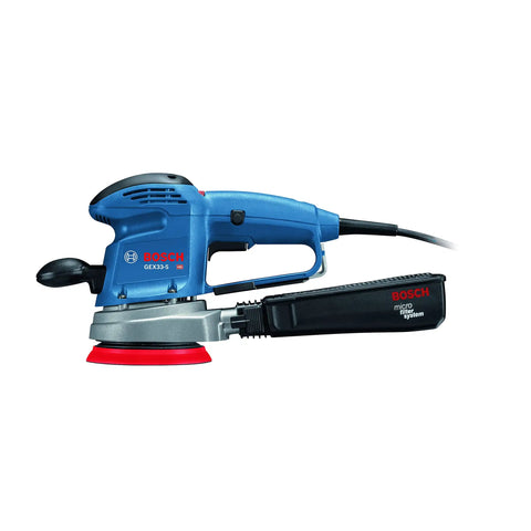 5 Inch Multi Hole Random Orbit Sander And Polisher with Pad Dampening System, blue and black design, side view