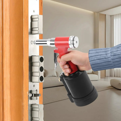 Air Powered Pneumatic Rivet Gun Set For Heavy Duty Riveting, Durable Stainless Steel And Aluminum Alloy Build, Pro-Grade High-Performance Pop Riveter Tool For Quick Pull Rivets, Ideal For Automotive, Metal Fabrication, And DIY, used on door hardware