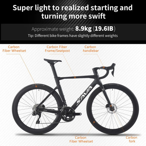 Carbon Road Bike For Adults With Ultra Light Carbon Frame 24 Speed Shimano 105 Di2 7170 Groupset 700C Wheelset Disc Brakes