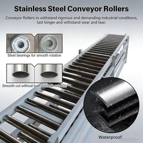 Heavy Duty Stainless Steel Conveyor System Replacement Roller 1 Inch Diameter By 11.8 Inch Length For Warehouse Factory And Machine Tool Table Equipment Super Strong Metal Rollers 5 Packs smooth cut rollers with steel bearings.