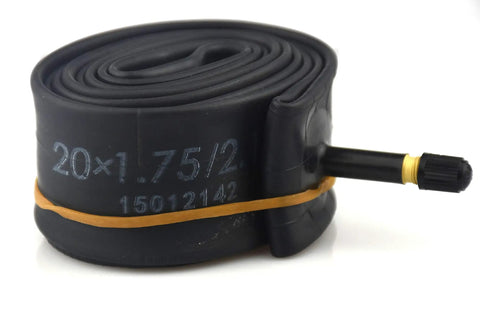 Rolled 2 Pack 20 Inch Bike Tubes For 1.75 To 2.125 Inch Tires With 32mm Schrader Valve, heavy-duty butyl inner tube.