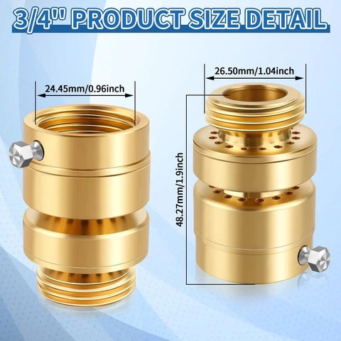 Lead Free Brass Self Draining Vacuum Breaker Adapter For Outdoor Faucets Three Quarter Inch GHT Female To Three Quarter Inch GHT Male with product dimensions