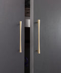 Champagne Bronze Cabinet Pulls Set, 6 Pack, 7.56 Inch Hole Center, Zinc Alloy Modern Warm Gold Drawer Handles on gray doors
