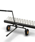 60 Inch Tow Behind Dethatcher With 24 Heavy Duty Spring Tines For Lawn And Garden Tractors Pine Needle Debris Rake on wheels