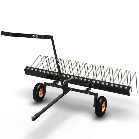 60 Inch Tow Behind Landscape Rake Heavy Duty Steel Dethatcher Pine Straw Rake For ATV UTV And Garden Tractors 3 In 1 Yard Cleanup Tool