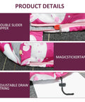 Bright Pink 3 Season Kid Friendly Sleeping Bag For Camping And Backpacking Lightweight And Waterproof With Carry Bag zipper details