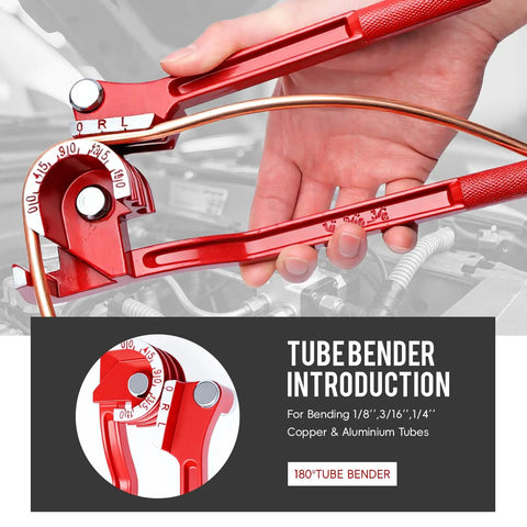 Close-up of tube bender from 25 Foot Copper Coated Brake Line Kit With 16 Fittings And 4 Unions Tube Bender And Double And Single Flaring Tool Kit