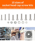 855 Piece Stainless Steel Machine Screws Nuts And Bolts Assortment Kit With Case For DIY Projects M2 M3 M4 Socket Head Cap Screws
