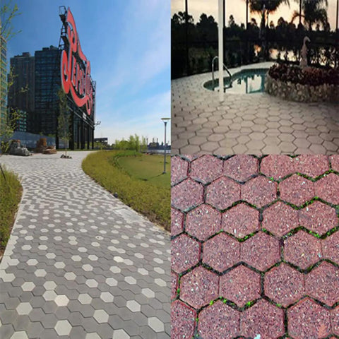 Hexagon Pavement Molds 2 Pack Reusable Walkway Path Maker for Concrete Pavers Garden Patio Lawn Backyard Pathway installed