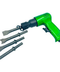 Short Barrel Air Hammer Kit With Four Chisels, One And Five Eighths Inch Stroke, 4500 BPM, 4 CFM At 90 PSI, Includes Ripper, Bolt Cutter, Flat And Tapered Punch Chisels For Cutting And Shaping Metal