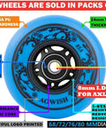 Eight Pack Inline Skate Wheels 76mm 85A Replacement Wheel Set For Outdoor And Indoor Use Blue Ideal For Street Rinks And Park Sessions