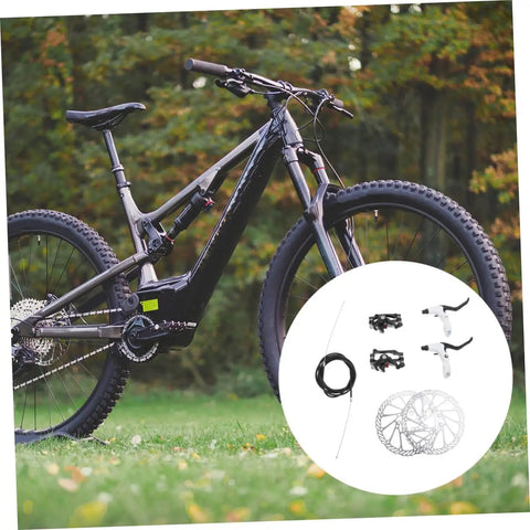 Rock Solid Mountain Bike Disc Brake Kit Featuring Hella Grippy Stopping Power and Lightweight Trail Upgrades with bike and components.