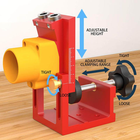 Pocket Hole Jig Adjustable Aluminum Alloy Pocket Drill Hole System for metalworking with adjustable clamping.
