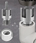 4 In 1 Universal Pipe Wrench Set For PVC Plastic Threads, showing steel threading tool engaged with PVC pipe.