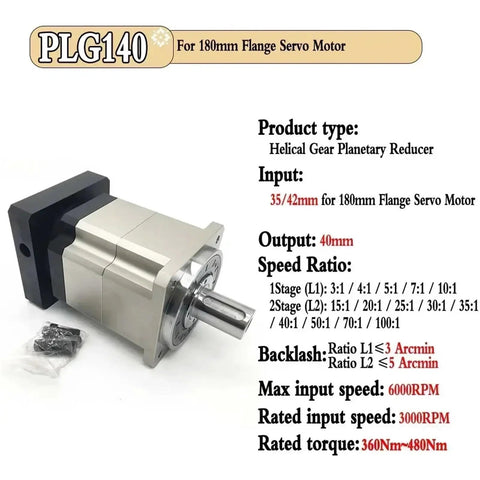 Rock Solid Helical Gear Reducer Box Delivering A Sweet 30 To 1 Ratio That Runs Hella Quiet And Mounts Directly To Standard NEMA Stepper Motors With 40 To 180 Millimeter Servo Flanges For Badass Custom Builds Where Reliable Torque Delivers, showcasing helical gear planetary reducer for 180mm flanges.