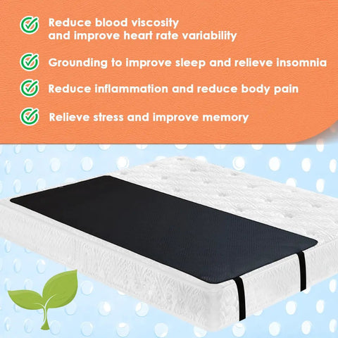 Grounding Mat For Better Sleep And Stress Relief With Breathable Sheets And Cord 27 By 71 Inch Half Size Pad on mattress