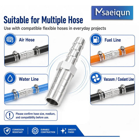 Premium Nickel Plated Brass Hose Barb Reducer Adapter 5/8 inch To 3/8 inch Air Tube Fitter With Heavy Duty Stainless Steel Clamps For Auto Fuel Line Repair Kit Quick And Easy Pipe Splicer Mender Upgrade on hose types