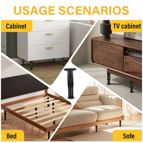 Image showing Eight Piece Adjustable Bed Frame Support Legs Twist Base From 7.8 To 14.6 Inches With Mounting Screws in various scenarios.