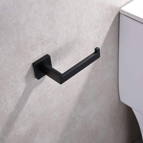 Matte Black Toilet Paper Holder Stainless Steel Wall Mount Dispenser and Hangers for Bathroom and Kitchen, Rustproof SUS304