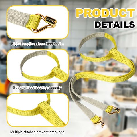 Beefy Heavy Duty Forklift Battery Lifting Sling For Industrial Lifts, 2 Inch By 5 Foot with vinyl-coated hooks details
