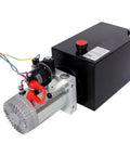 Heavy Duty 12V DC Hydraulic Power Unit With 8 Quart Steel Tank And 3HP Electric Motor, compact power unit for lifting applications.