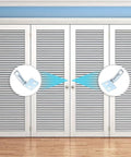 stainless steel door alignment brackets used on white folding closet doors for perfect alignment and smooth operation