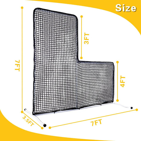 Heavy Duty L Screen Pitching Net For Baseball And Softball Batting Cage 7x7 Beefed Up Backyard Protector With 32mm Steel Frame