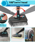 3 In 1 Bathtub Scrubber With Long Reach Extends 51 Inches And Flips Up To 180 Degrees Locks At 45 And 90 demonstrating swivel head