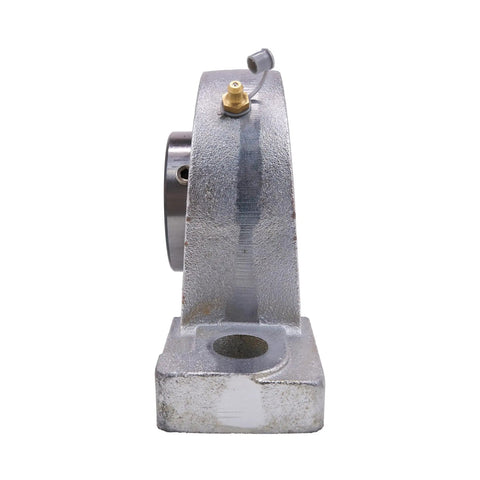 Side view of 2 Inch Pillow Block Bearing with UCP211 32NP, heavy duty mounted bearing, showing set screw locking on metal housing.