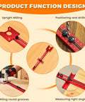 Slick Adjustable Router Bracket And Circle Cutting Jig For Woodworking with red aluminum guide for milling and measuring.