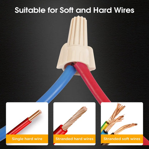 Tan Wire Nuts Connectors P12 22-10AWG Twist Caps for Electrical Wiring Bulk Kit 1000 Pcs joining colored wires