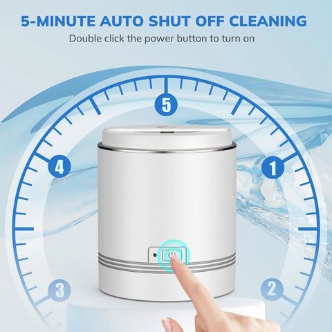 Portable Ultrasonic Jewelry Cleaner 42kHz 7.4 Oz 220ml Deep Cleaning Machine white with 5-minute auto shut off feature
