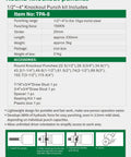Specifications and accessories for Pro-Grade 15 Ton Hydraulic Knockout Punch Kit With 10 Dies, 1/2 to 4 inch conduit
