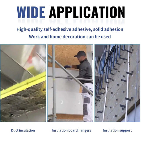 Wide application of Straight Up Tough Self Stick Insulation Pins 2-1/2 Inch with galvanized finish for insulation support.