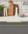 Kitchen cabinet with 15 Pack Gold Finger Edge Cabinet Pulls With 256mm Hole Center 10 Inch And 300mm Length 11.81 Inch Zinc Alloy Concealed Drawer Handles installed.