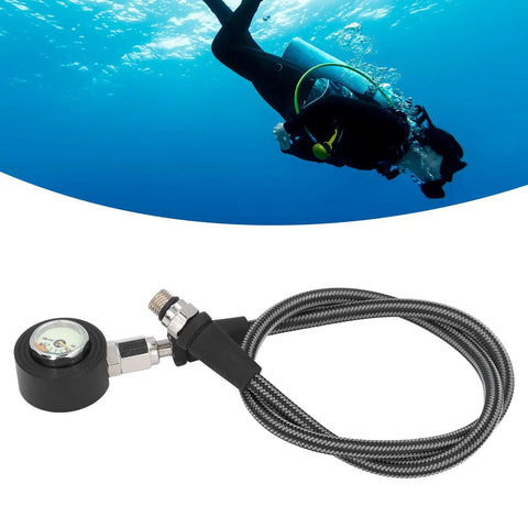 Night Glow Submersible Diving Pressure Gauge with 360 Degree Rotatable Readout and Pro Grade Performance 65cm High Pressure Hose